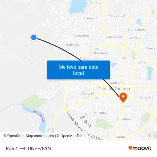 Rua 4 to UNEF/FAN map