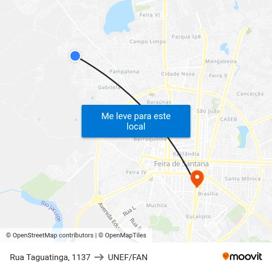 Rua Taguatinga, 1137 to UNEF/FAN map