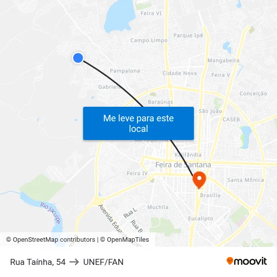 Rua Taínha, 54 to UNEF/FAN map