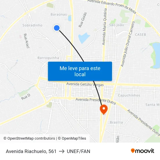 Avenida Riachuelo, 561 to UNEF/FAN map
