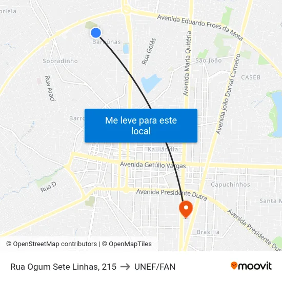Rua Ogum Sete Linhas, 215 to UNEF/FAN map