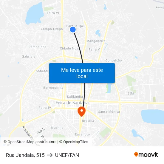 Rua Jandaia, 515 to UNEF/FAN map