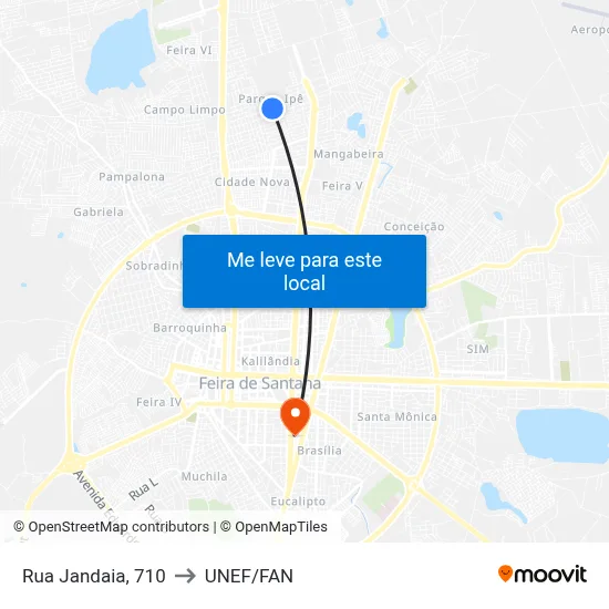 Rua Jandaia, 710 to UNEF/FAN map