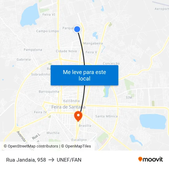 Rua Jandaia, 958 to UNEF/FAN map