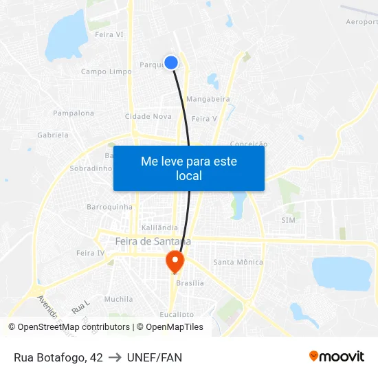 Rua Botafogo, 42 to UNEF/FAN map