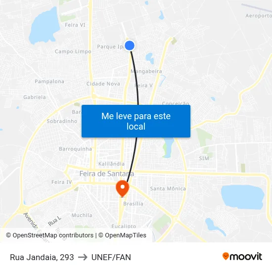 Rua Jandaia, 293 to UNEF/FAN map