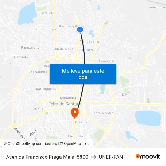 Avenida Francisco Fraga Maia, 5800 to UNEF/FAN map
