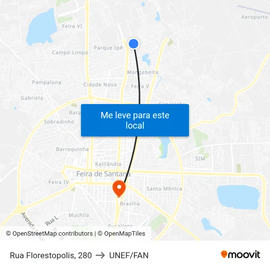 Rua Florestopolis, 280 to UNEF/FAN map
