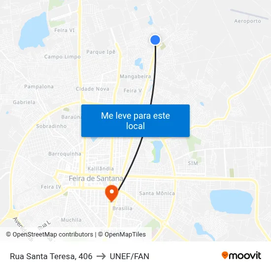 Rua Santa Teresa, 406 to UNEF/FAN map