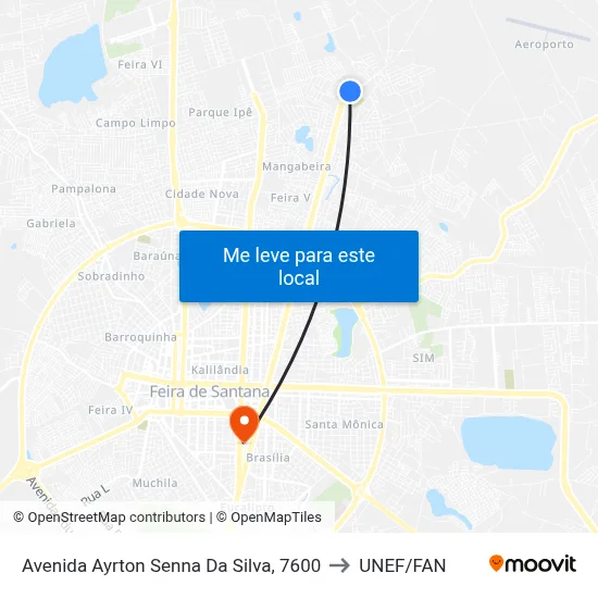Avenida Ayrton Senna Da Silva, 7600 to UNEF/FAN map