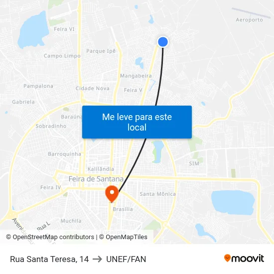 Rua Santa Teresa, 14 to UNEF/FAN map