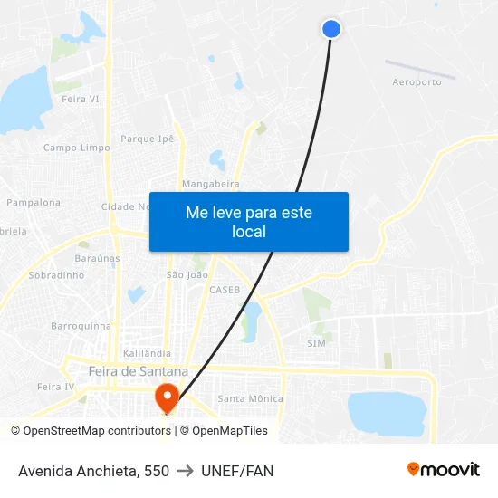 Avenida Anchieta, 550 to UNEF/FAN map