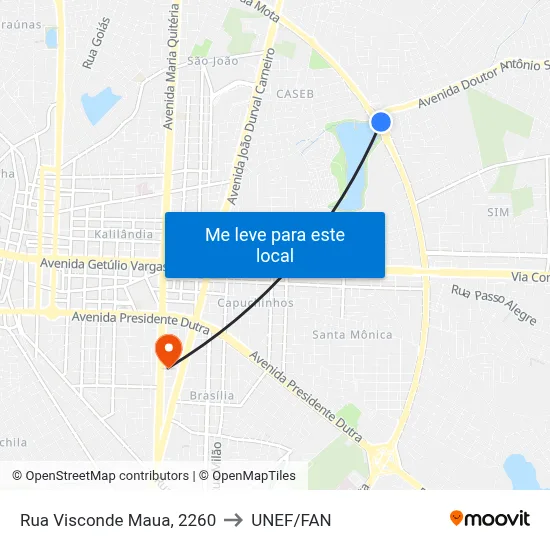 Rua Visconde Maua, 2260 to UNEF/FAN map