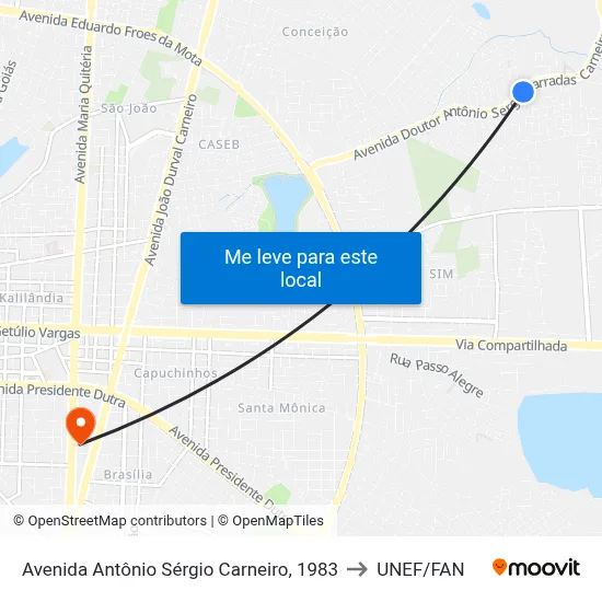 Avenida Antônio Sérgio Carneiro, 1983 to UNEF/FAN map