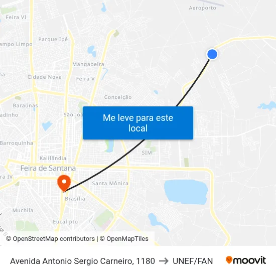 Avenida Antonio Sergio Carneiro, 1180 to UNEF/FAN map