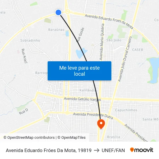 Avenida Eduardo Fróes Da Mota, 19819 to UNEF/FAN map