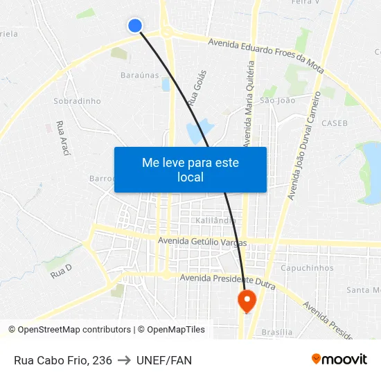 Rua Cabo Frio, 236 to UNEF/FAN map