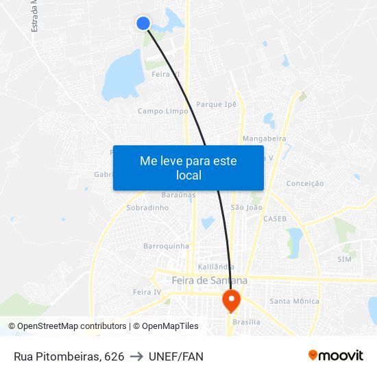 Rua Pitombeiras, 626 to UNEF/FAN map