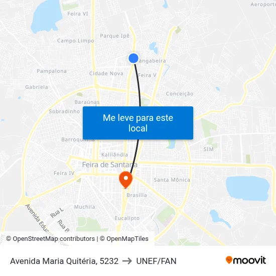 Avenida Maria Quitéria, 5232 to UNEF/FAN map