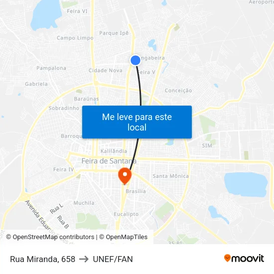 Rua Miranda, 658 to UNEF/FAN map