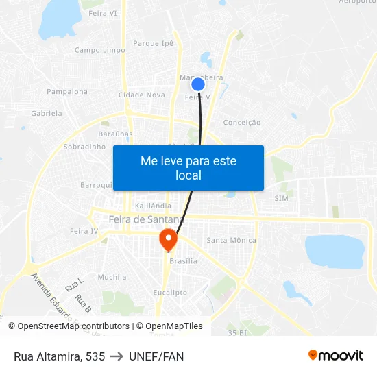 Rua Altamira, 535 to UNEF/FAN map