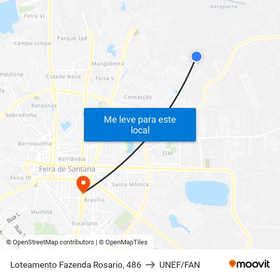 Loteamento Fazenda Rosario, 486 to UNEF/FAN map