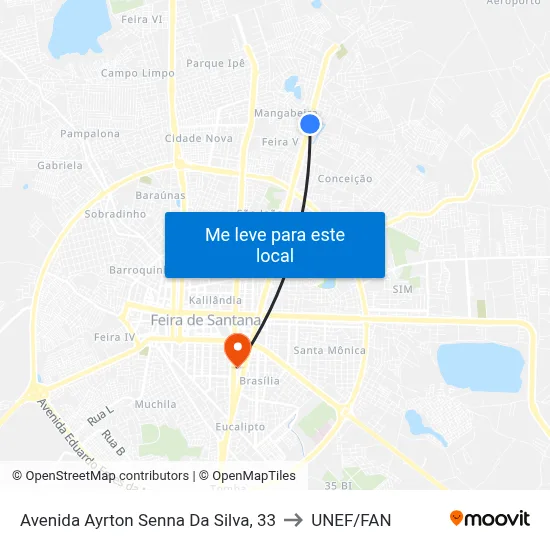 Avenida Ayrton Senna Da Silva, 33 to UNEF/FAN map