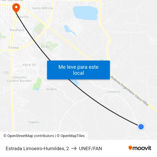 Estrada Limoeiro-Humildes, 2 to UNEF/FAN map