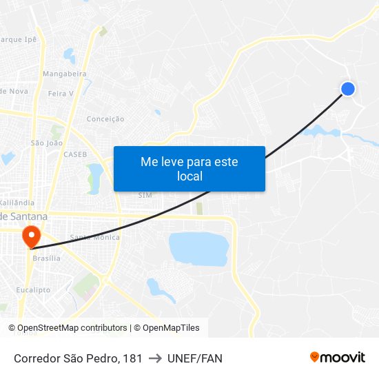 Corredor São Pedro, 181 to UNEF/FAN map
