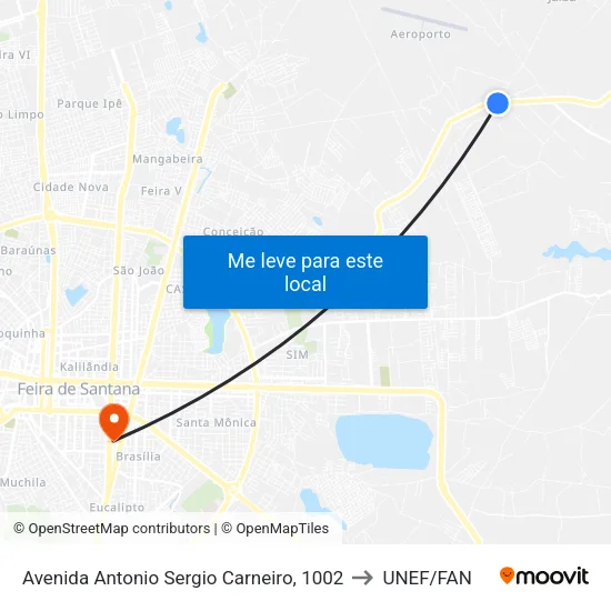 Avenida Antonio Sergio Carneiro, 1002 to UNEF/FAN map