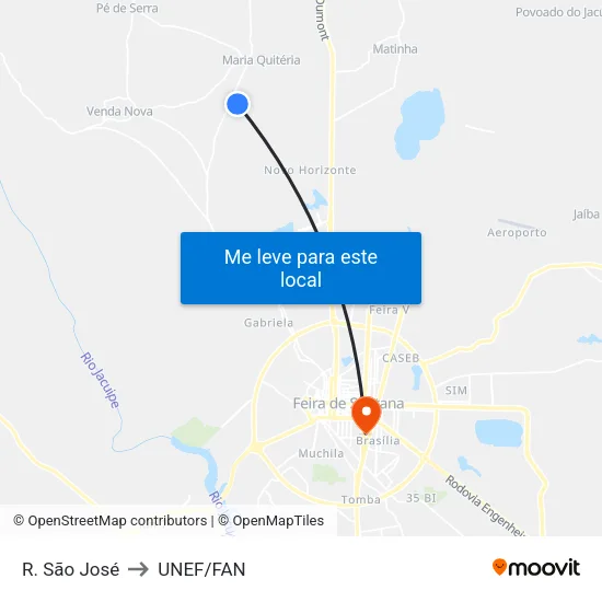 R. São José to UNEF/FAN map