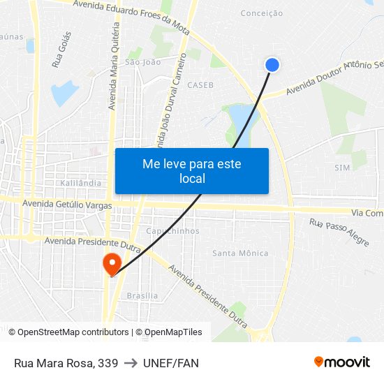 Rua Mara Rosa, 339 to UNEF/FAN map