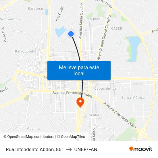 Rua Intendente Abdon, 861 to UNEF/FAN map