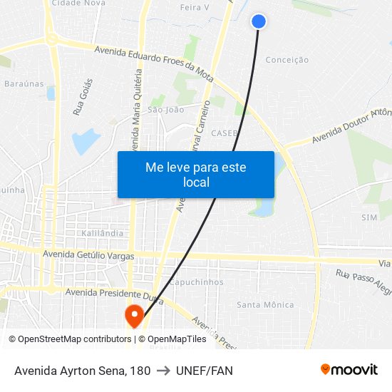 Avenida Ayrton Sena, 180 to UNEF/FAN map