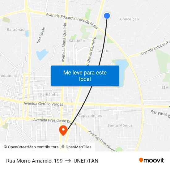 Rua Morro Amarelo, 199 to UNEF/FAN map