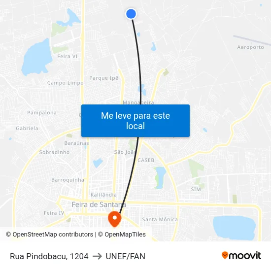 Rua Pindobacu, 1204 to UNEF/FAN map