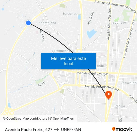 Avenida Paulo Freire, 627 to UNEF/FAN map