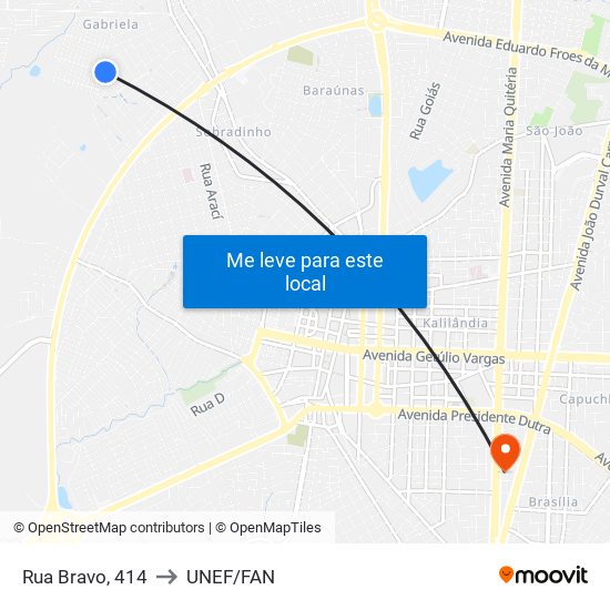 Rua Bravo, 414 to UNEF/FAN map