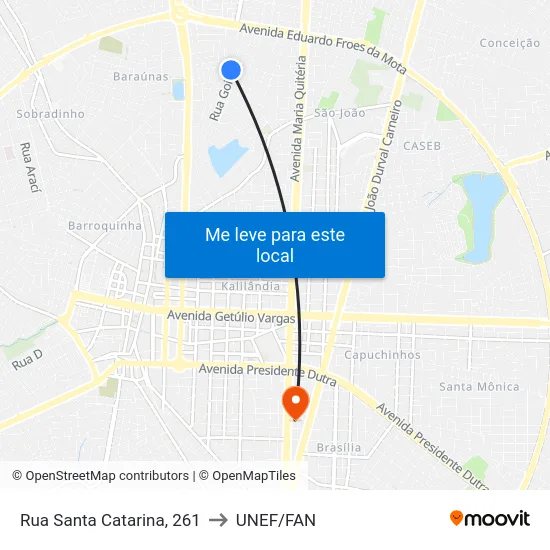 Rua Santa Catarina, 261 to UNEF/FAN map