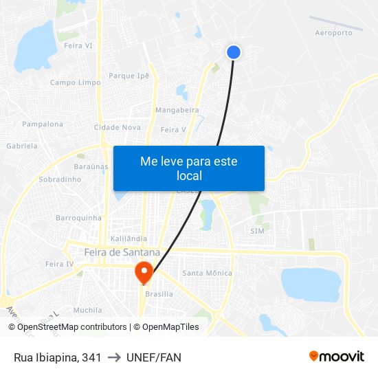 Rua Ibiapina, 341 to UNEF/FAN map