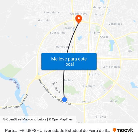 Partida to UEFS - Universidade Estadual de Feira de Santana map