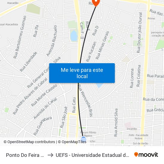 Ponto Do Feira Tênis Club to UEFS - Universidade Estadual de Feira de Santana map