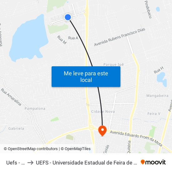 Uefs - P2 to UEFS - Universidade Estadual de Feira de Santana map