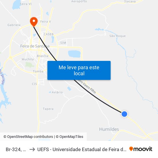 Br-324, 360 to UEFS - Universidade Estadual de Feira de Santana map