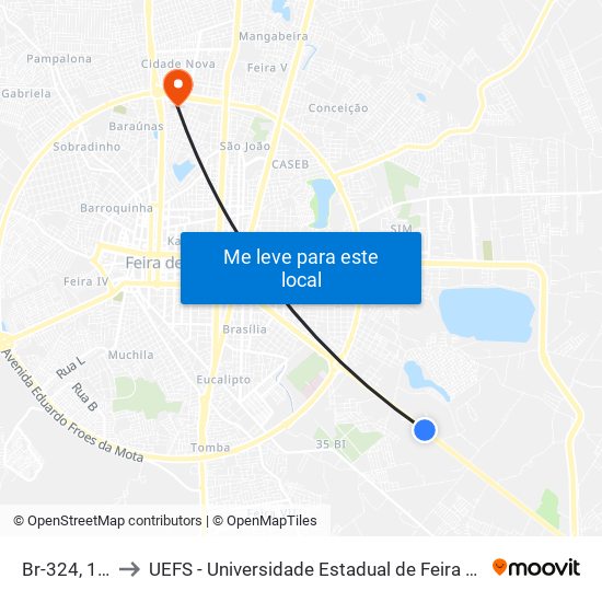 Br-324, 1286 to UEFS - Universidade Estadual de Feira de Santana map