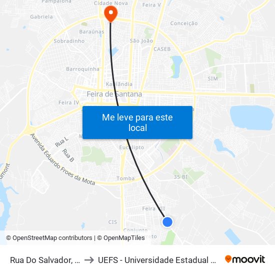 Rua Do Salvador, 3664-3692 to UEFS - Universidade Estadual de Feira de Santana map