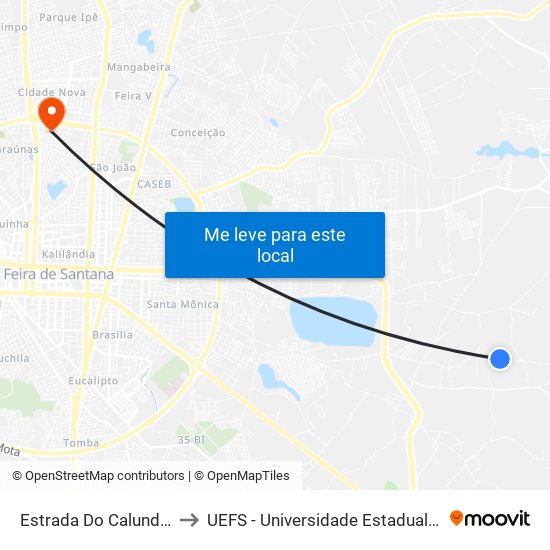 Estrada Do Calundu, 5428-5540 to UEFS - Universidade Estadual de Feira de Santana map