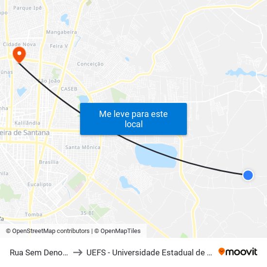 Rua Sem Denominação to UEFS - Universidade Estadual de Feira de Santana map