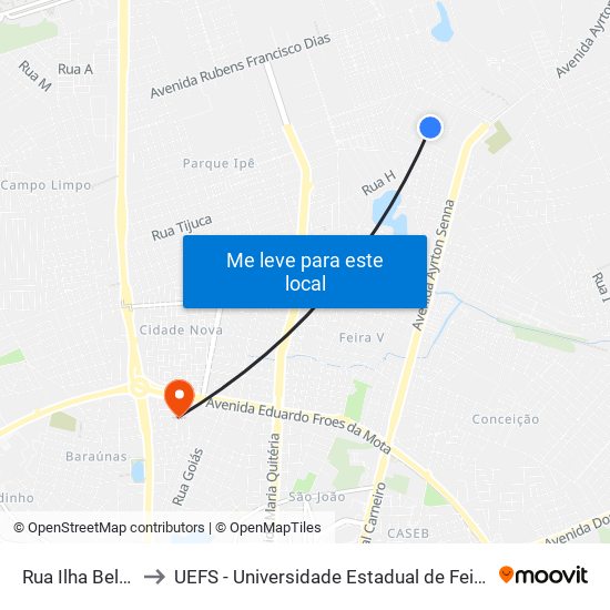 Rua Ilha Bela, 377 to UEFS - Universidade Estadual de Feira de Santana map