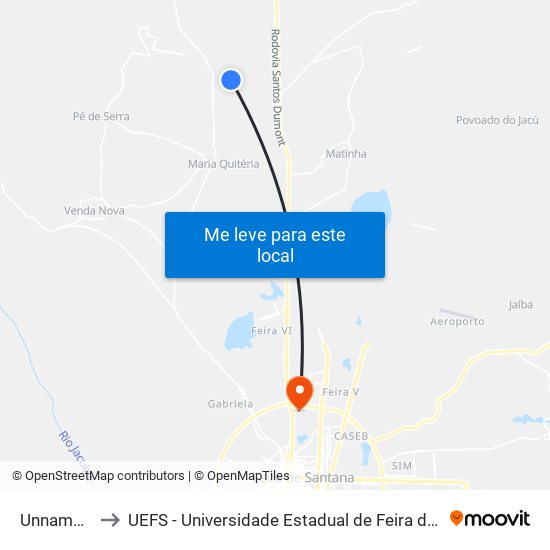 Unnamed 7 to UEFS - Universidade Estadual de Feira de Santana map